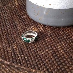 Green and silver ring